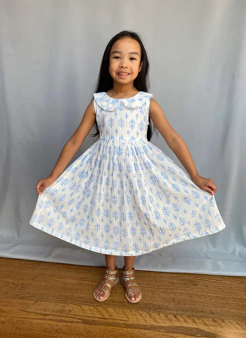 Block Print Girl’s Dress – Blue